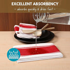 Native Fab Red Striped Dish Towels 18"x28", 6 Pack, Wide Stripe, Highly Absorbent, Fast Dry, 100% Cotton Hand Towels for Drying Dishes, Glassware, Dishcloth Set, Kitchen Cleaning Towel - Red