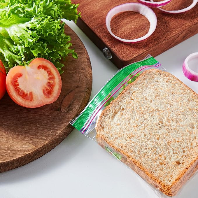 TYPLASTICS Sandwich and Snack Bags, Storage Bags for Food On the Go, Double Zipper for Freshness, Easy Open Design, Reclosable, 360 Count