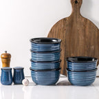 MEKY 20oz Soup Bowls, Stackable and Durable Ceramic Bowls for Kitchen, Elegant Perfect for Pasta, Cereal,Oatmeal, Rice, and Ice Cream, Microwave & Dishwasher Safe,Set of 6, Blue