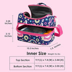 Insulated Kids Dual Compartment Lunch Bags Tote for Girls Boys Lunch Boxes Pre-School Toddler Kindergarten Picnic Camp Food Cooler Thermal with Strap