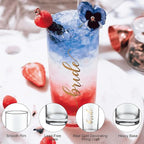 LADY&HOME Bachelorette Party Decorations Highball Glasses,13oz Tall Glass Cups,Bridesmaid Gifts Bridal Shower Gifts Gold Embossed,1 Count(Bride)