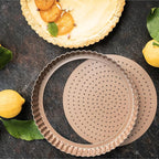 Nonstick 9 Inch Tart Pan with Removable Bottom | PFOA & BPA Free Non Toxic Fluted Pie & Quiche Tin | Best Perforated Non Stick Nontoxic 9in Molds with Holes for Baking