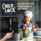 Nostalgia Retro 1000W Microwave Oven 1.1 Cu Ft Capacity – Child Safety Lock, 8 Auto-Cook Settings – Countertop Kitchen Appliance – Black