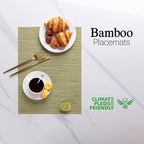 LEXMORE PVC Woven Placemats 12 PCS Wipeable Indoor/Outdoor Table Mats Washable Vinyl Place Mats for Dining Table, Set of 12-Pea Green