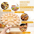 24 Holes Deviled Egg Platter,Wooden Round Deviled Egg Tray,Charcuterie Board Tray Holder Carrier for Kitchen Countertops,Serving Tray,Pizza,Pies,Barbecue,Snacks