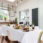 sancua 10 Pack White Tablecloth 60 x 84 Inch, Rectangle Table Cloth for 4ft Tables - Stain and Wrinkle Resistant Washable Polyester Table Cover for Dining Wedding Banquet Party Buffet Restaurant