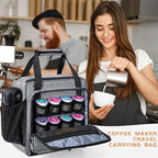 Coffee Maker Carrying Bag Compatible with Keurig K-Mini or K-Mini Plus, Single Serve Coffee Brewer Portable Storage Bag with Extra Pockets, Storage Tote Case With Multiple Pockets for K-Cup