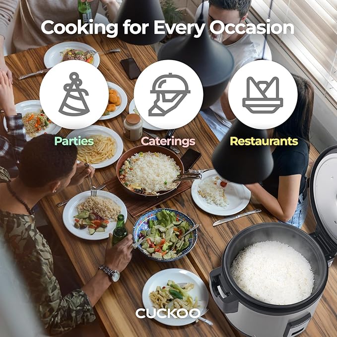 CUCKOO CR-3055 30-Cup (Uncooked) / 60-Cup (Cooked) Large Capacity Commercial Rice Cooker & Warmer with Nonstick Inner Pot, Switch Press (Silver/Black)