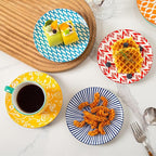 Ceramic Dessert Plates Set - 6 Inch Small Appetizer Plates for Kitchen - Salad Plate for Cake Snacks Side Dish, Microwave Dishwasher Safe, Gift, Assorted Colors