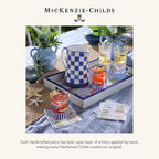 MACKENZIE-CHILDS Highball Glasses, Tall Drinking Glasses with Gold Rims, 15 Ounces, Set of 2, Go Fish
