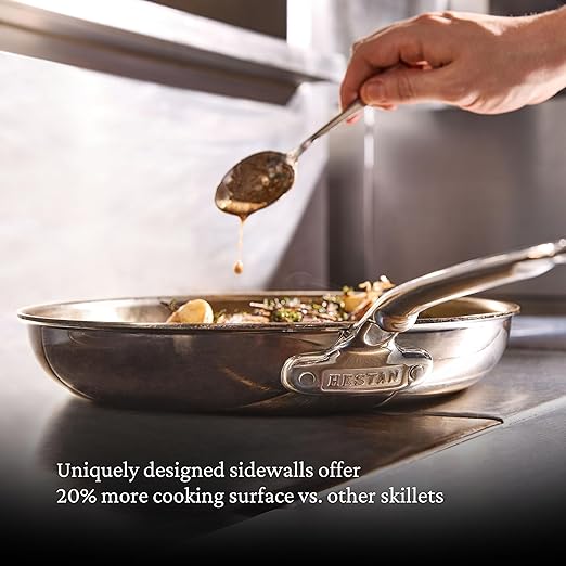 Hestan ProBond Luxe 11-Inch Skillet, Professional Clad Stainless Steel ProCore Tri-Ply Clad Construction, Polished Exterior, Induction & Oven Safe