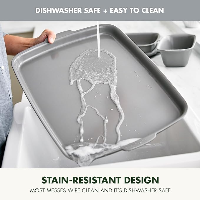 GreenPan Premiere Ovenware Healthy Ceramic Nonstick 18" x 13" Half Rectangular Baking Pan, PFAS-Free, Warp-Free Bakeware, Durable Quick Heating Tray, Oven Safe to 600F, Dishwasher Safe, Gray