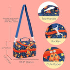 Insulated Kids Dual Compartment Lunch Bags Tote for Girls Boys Toddler Lunch Boxes Pre-School Toddler Kindergarten Picnic Camp Food Cooler Thermal with Strap (Star Rocket)