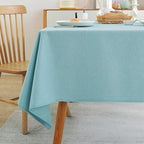 Laolitou Table Cloth Rectangle Linen Waterproof Textured Blue Tablecloth, Washable Wrinkle Free Spill Proof Fabric Tablecloths for Dining Table Farmhouse Kitchen Holiday, 52x70 Inch