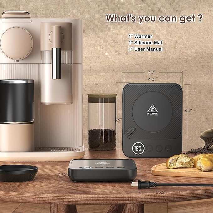 Coffee Mug Warmer for Desk, Electric 36W Coffee Cup Warmer with Auto Shut Off/Timer for Office Home, Smart Coffee Cup Mug Heater for Warming and Heating Beverage,Candle,Tea,Coffee Gifts,Black