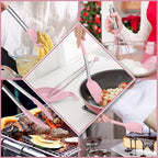 E-far Silicone Cooking Utensils Set, 30 Pcs Heat Resistant Kitchen Utensils with Stainless Steel Handle, Heat Resistant Kitchen Spatulas Turner Tong Spoon Whisk Ladle for Nonstick Cookware, Pink