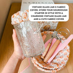 10 Piece Sourdough Kit | Vintage Jar | Bannetons Proofing | Custom Cute Jar and Cover | Dough Whisk | Pink Dough Scraper Cutter | Bread Lame | Silicone Spatula