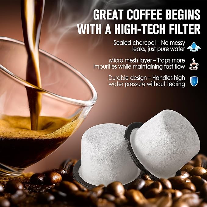Qualirey 10 Pack Coffee Water Filter Replacement, Compatible with Café and GE Profile Grind & Brew Machine, Charcoal Coffee Filter Cartridges, Replacement for C7CGFLTR, Replace Every 3 Months