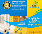 8" x 25' Rolls (Fits Inside Machine) - BULK 8 Pack (200 ft total) OutOfAir Vacuum Sealer Rolls Works With FoodSaver & Other Machines, 33% Thicker BPA Free Sous Vide Commercial Grade Bags