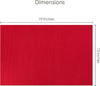 Chinese Red Placemats Set of 6, Cotton Ribbed Tabletop, Non-Slip Wrinkle Free Kitchen Table Mats for Dining Table, 13x19 Inch