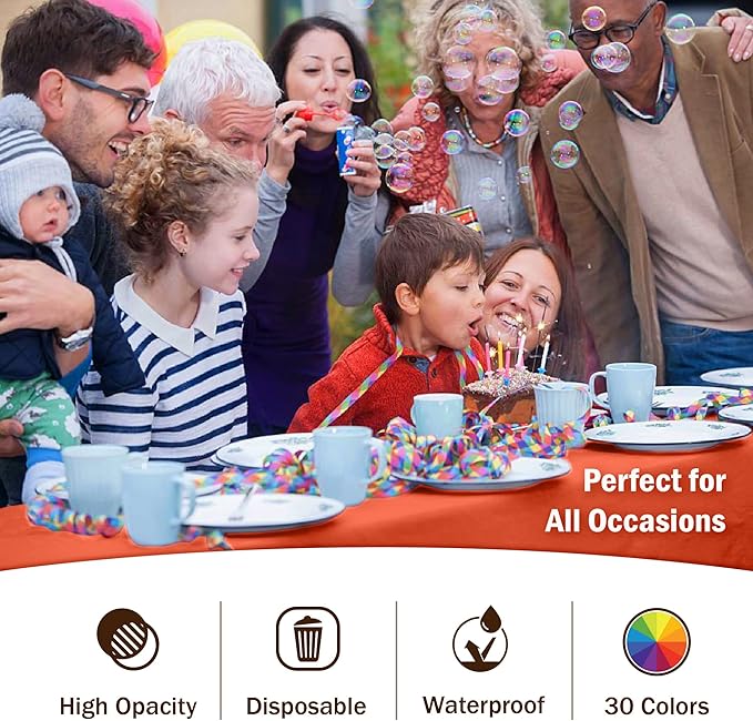 Exquisite 12-Pack Premium Plastic Tablecloth 54in. x 108in. Rectangle Table Cover - Orange