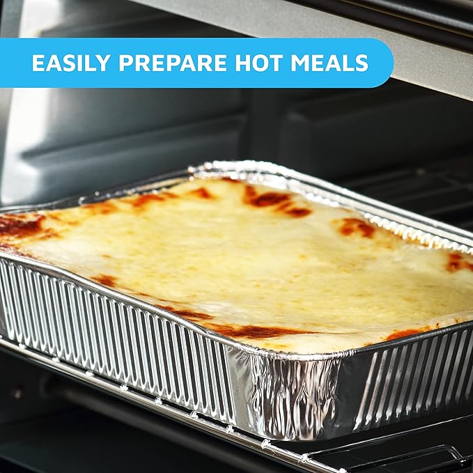 MontoPack Aluminum Foil Pans Half Size Roasting Chafing Pan | Bulk 30 Pack of 9x13 Tins for Cooking, Baking & Catering | Heavy Duty Disposable Cookware Steam Table Trays for Buffet & Food Prepping