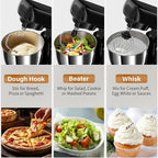 Stand Mixer with 3QT+3.5QT Dual Bowls, 10-Speed Electric 300W Food Mixer - Includes Egg Whisk, Dough Hook & Flat Beater for Home Baking & Daily Cooking (Black)