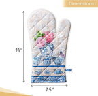 Maison d' Hermine Oven Gloves 100% Cotton Oven Mitt 7" x 13" with Loop Heat Resistant, BBQ, Cooking Gloves, Baking, Grilling, Kitchen, Handling Hot Pans Spring/Summer (Pack of 1, Canton)