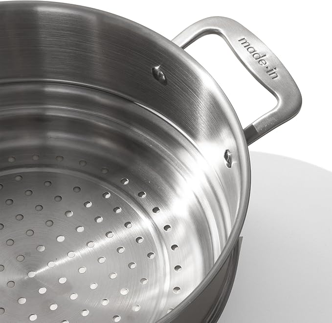 Made In Cookware -10" Stainless Steel Steamer Insert - Pot Strainer - 8 Quart Compatible - 5 Ply Stainless Clad - Professional Cookware