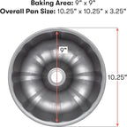 Cooking Light Heavy Duty Nonstick Bakeware Carbon Steel Fluted Tube Bundt Pan with Quick Release Coating, Manufactured without PFOA, Dishwasher Safe, Oven Safe, 9-Inch, Gray