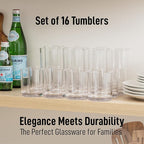 Zulay Kitchen Acrylic Plastic Glasses Drinkware - 16 Piece Unbreakable Drinking Glasses - BPA-Free, Reusable Plastic Tumblers for Home & Outdoors - Stackable, Lead-Free & Dishwasher Safe - (12&16oz)