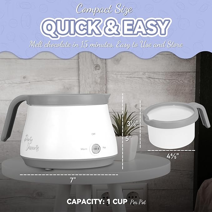 Candy and Chocolate Melting Pot, Mini Electric Fondue Pot, Melts Candy Chocolate in a Couple of Minutes, Ideal for Cake Pops Cookies Cakes, 1 Cups, Single Pot, Gray