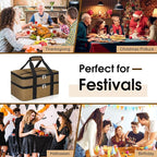 Double Insulated Casserole Carrier, Portable Casserole Carrier for Hot or Cold Food Lunch Tote Warmer or Cooler Bag, Lasagna Lunch Bag for Potluck Parties- Fits 9" x 13" Baking Dish-Coffee