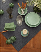 Solino Home Linen Square Tablecloth 52 x 52 Inch - 100% Pure Linen Charcoal Grey Table Throw - Athena, Machine Washable Tablecloth for Fall, Autumn, Halloween