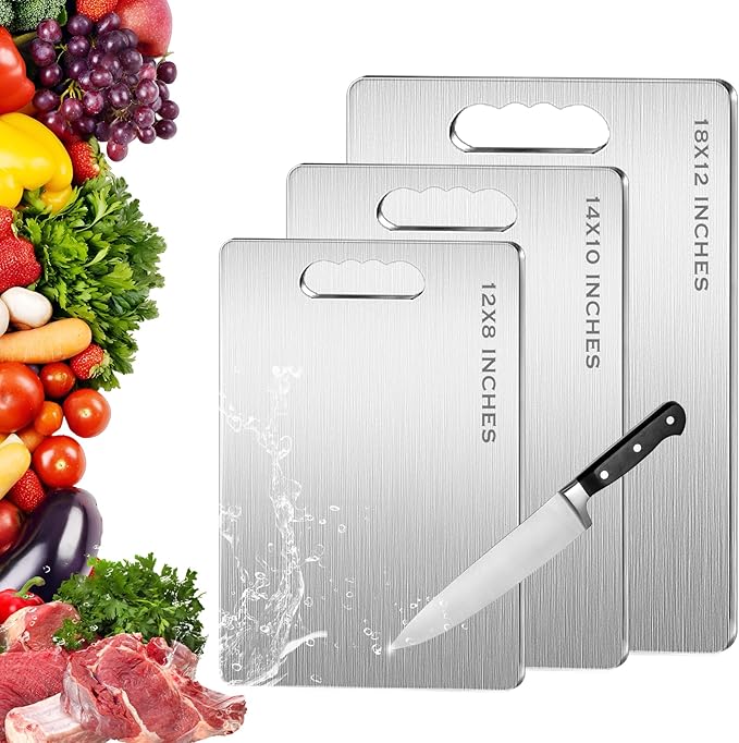 Titanium Cutting Board,100% Pure Titanium Cutting Boards for Kitchen, Double-sided Food Grade Cutting Boards Non Toxic, Chopping Board Dishwasher Safe for Cutting Meat Vegetable Fruit(18L*12W)