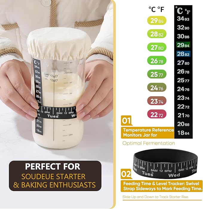 Sourdough Starter Kit with Jar – Complete Sourdough Bread Baking Supplies for Beginners, Includes 2 Silicone Proofing Baskets Baking Mat Sour Dough Kit - Green