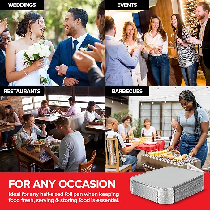 Stock Your Home 9x13 Disposable Baking Pan Covers (25 Pack) Heavy-Duty Aluminum Cake Pans Lids, Sturdy, Sealable Covers for Food Containers, Leak-Free + Safe Transport & Storage For Catering