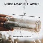 Vesmoon Vessence 32 Oz Stainless Steel Tea Infuser Bottle for Loose Leaf Tea, Water, Herbs, Fruits - Triple Layered Insulated, Leak Proof Bottle with Lid and Clip Handle - 24 Hours Hot/Cold