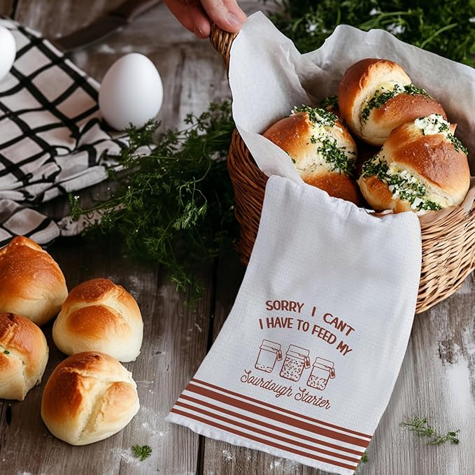 Funny Sourdough Baking Kitchen Towels, Gifts for Sourdough Bakers Tea Dish Towels for Kitchen, Baking Lover Gifts Decorative Hand Towels, 16x24 Inch Red