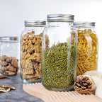 WELLIFE 3 Pack 64oz Wide Mouth Mason Jars,Half Gallon Mason Jar for Pickling, Canning, Fermenting and Food Storage, Microwave & Dishwasher Safe