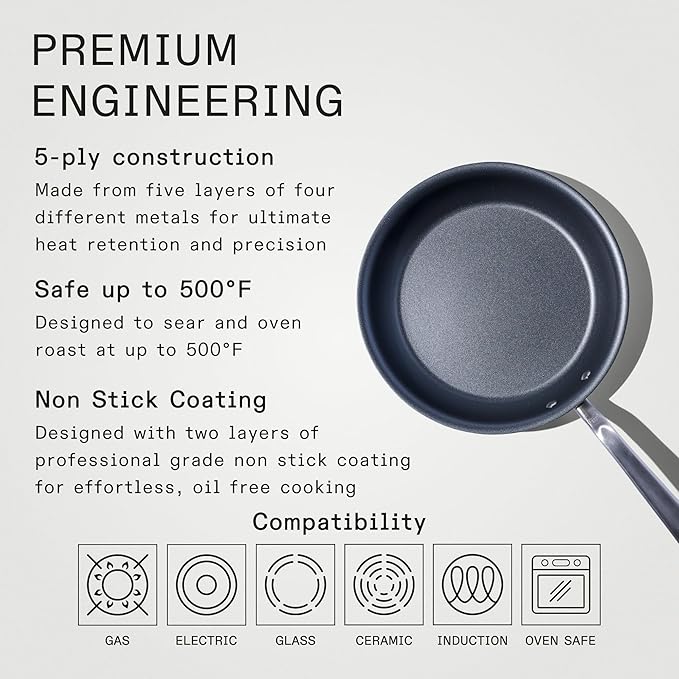 Made In Cookware - ProCoat 10" Non Stick Frying Pan (Graphite) - 5 Ply Stainless Clad Nonstick - Professional Cookware - Induction Compatible