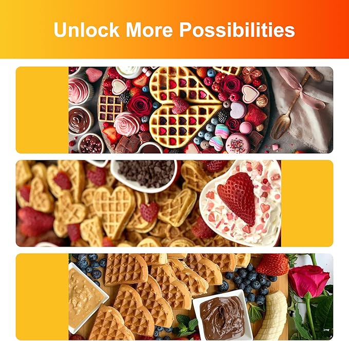 Heart Waffle Maker, 750W Nonstick Double-side Heating Mini Heart Waffle Maker, Easy to Clean, Home Baking Machine