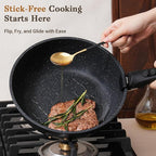 15Pcs Pots and Pans Set Non Stick, Cookware Sets with Detachable Handle, Nonstick RV Kitchen Cooking Tools Removable Handles, Oven Safe, Induction Fast, Stackable Induction Cookware,Black