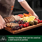 Extra Large Cutting Board, Wood Cutting Boards for Kitchen, Thick Chopping Board with Deep Juice Groove and Handles, Wooden Charcuterie Board for Meat, Turkey, fruit and cheese. (20x15x1 inch)