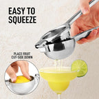 Zulay Extra Large Lemon Squeezer Stainless Steel - Easy Squeeze Heavy Duty Lemon Juicer Hand Press - Ergonomic Citrus Squeezer & Fruit Juicer for Small Oranges, Lemons, & Limes