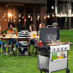 4-Burner Propane Gas BBQ Grill with Plate, 49200 BTU 2 in 1 Propane Griddle Grill Combo with 2 Foldable Side Table for Outdoor Cooking Camping Patio Backyard (4 burner +griddle)