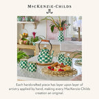 MACKENZIE-CHILDS Enamel Whistling Tea Kettle, Decorative Teapot, Green-and-White Emerald Check