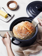 LE TAUCI 3 qt Ceramic Dutch Oven for Bread Baking with Silicone Sling- Lightweight, Non-Toxic, No Seasoning Needed- Oven, Microwave & Dishwasher Safe, Ideal for Home Bakers & Beginners, Midnight Blue