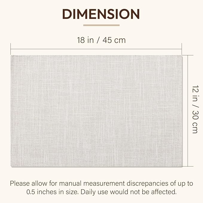 Blue Forest Placemats Set of 4, Dual-Layered Thickened Faux Linen Cloth Place Mats Heat Resistant Machine Washable Wrinkle Free Table Mats Indoor/Outdoor (Cream Beige)