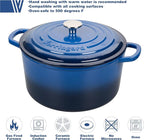 Enameled Cast Iron Dutch Oven Pot with Lid, for Sourdough Bread Baking, Round Dutch Ovens, 4.5 Quart, Blue